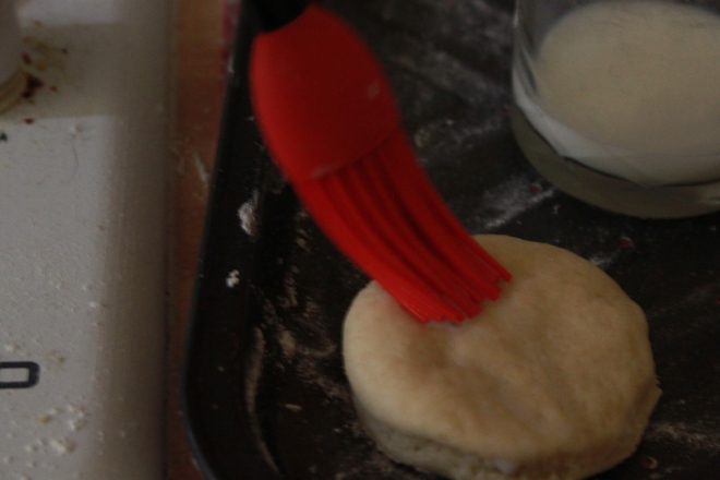 Brush the scones lightly with milk